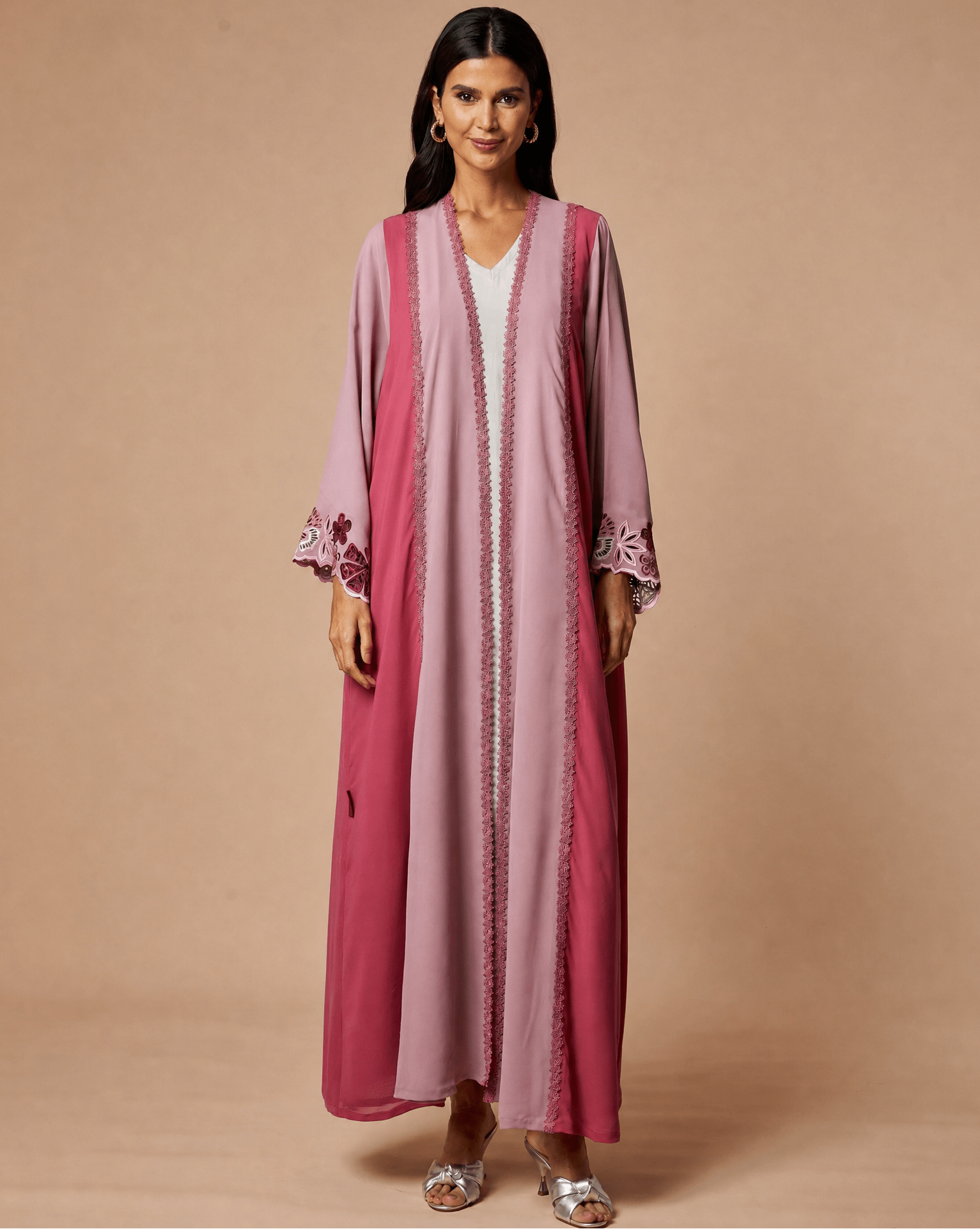 NM - 413 PINK ABAYA - NM BOUTIQUE - MIRA Y MANO