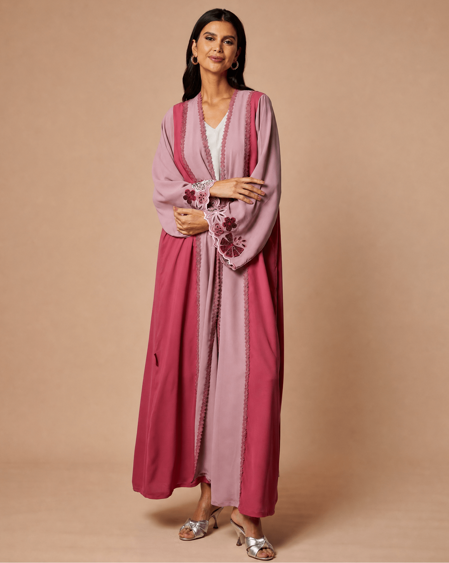 NM - 413 PINK ABAYA - NM BOUTIQUE - MIRA Y MANO