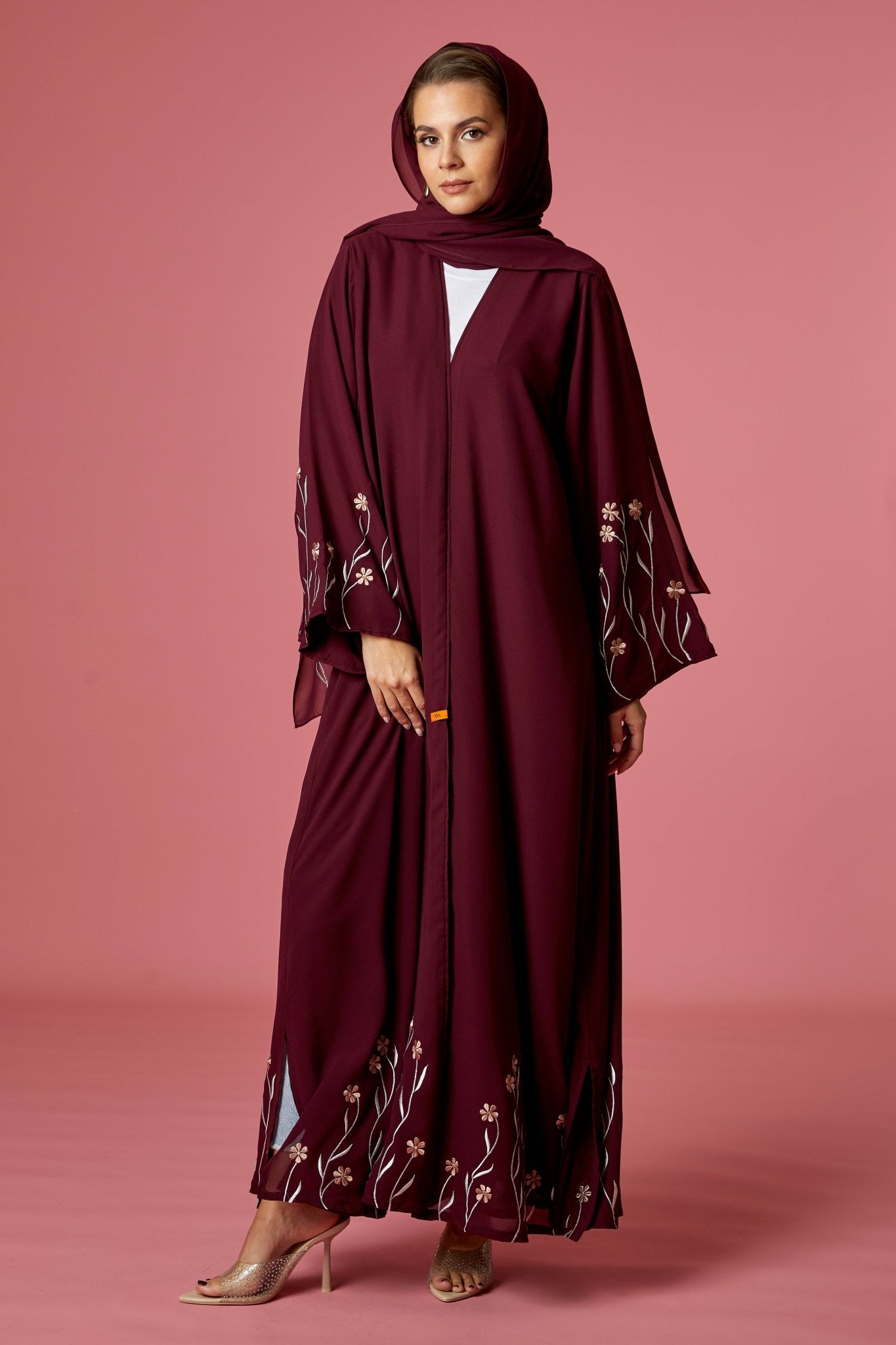 NM 419 MAROON ABAYA - NM BOUTIQUE - MIRA Y MANO