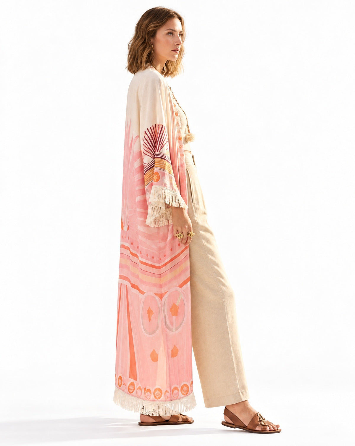 NF-K25-AURORA Pink – Printed Viscose Abaya - NOUF FETAIHI - MIRA Y MANO