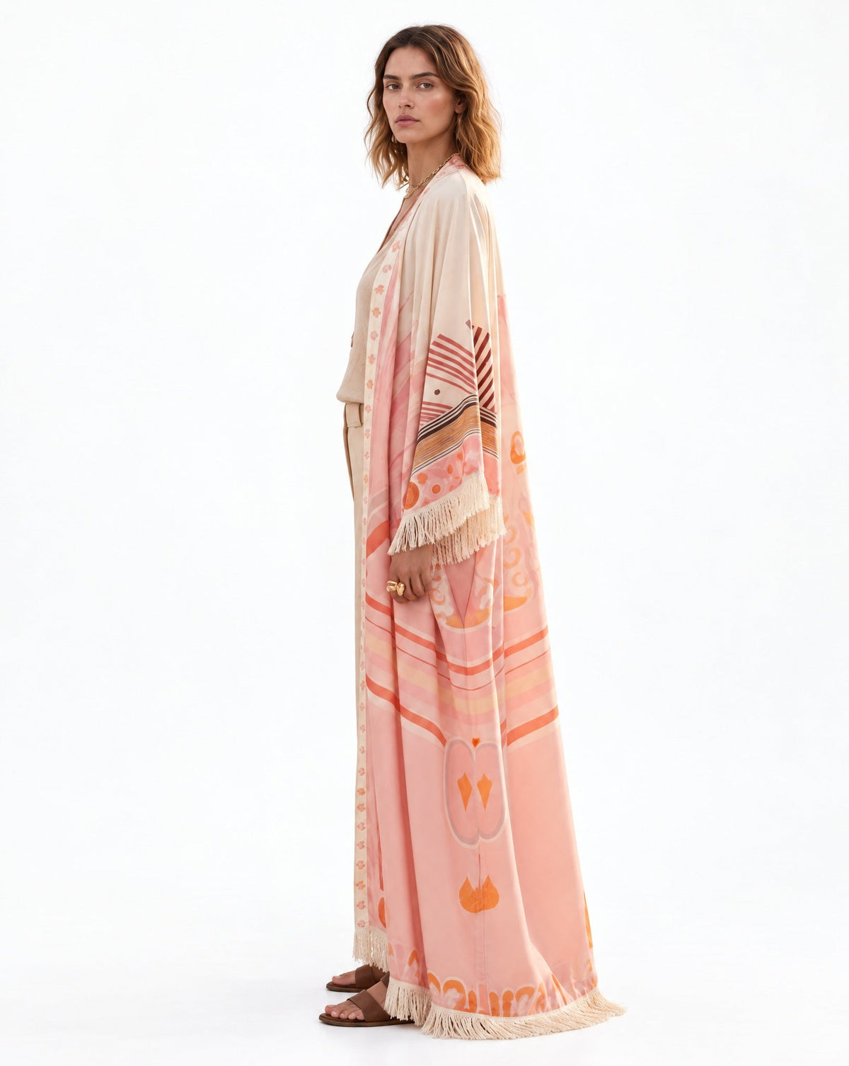 NF-K25-AURORA Pink – Printed Viscose Abaya - NOUF FETAIHI - MIRA Y MANO