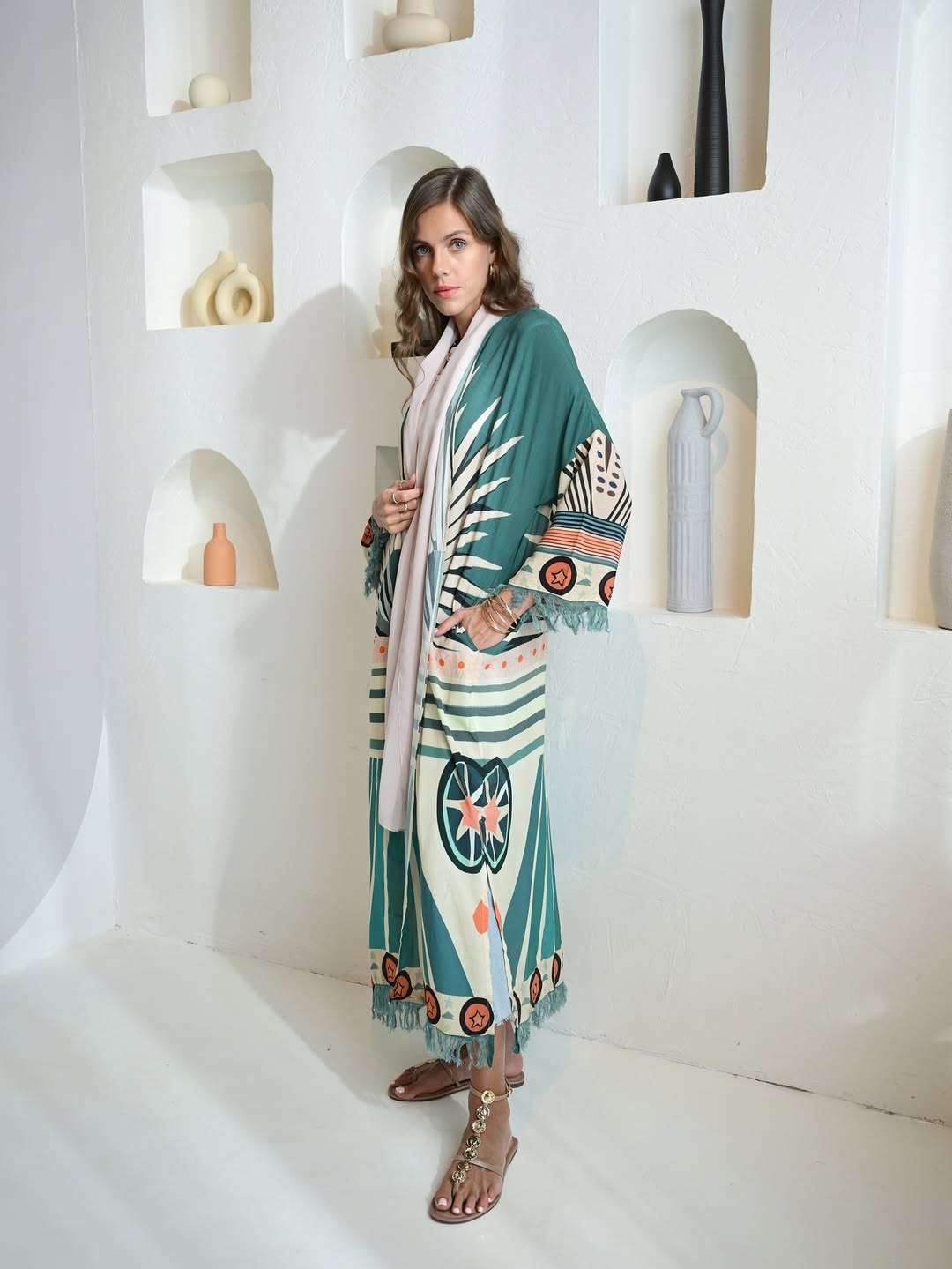 NF - K25 - WB GREEN KIMONO - NOUF FETAIHI - MIRA Y MANO