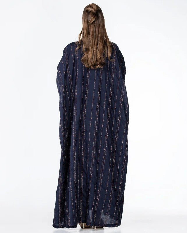 Almond Lux – Navy Linen Abaya - ORANGE BLOSSOM - MIRA Y MANO