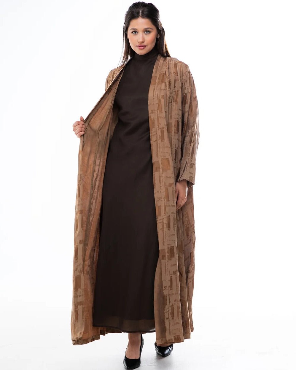 CLARA LUX-BE - Beige Washed Silk Abaya - ORANGE BLOSSOM - MIRA Y MANO