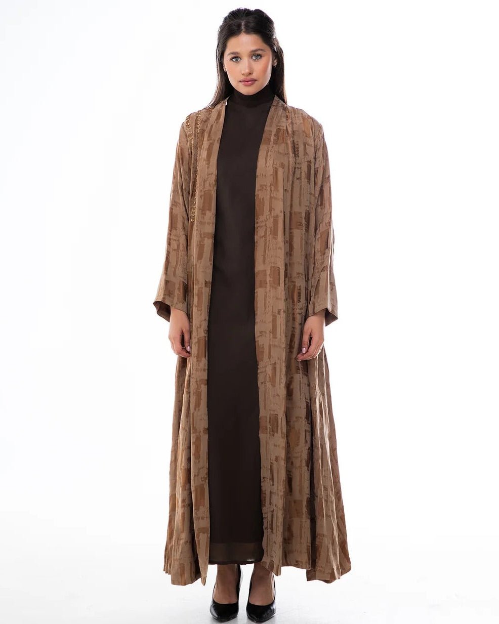 CLARA LUX-BE - Beige Washed Silk Abaya - ORANGE BLOSSOM - MIRA Y MANO