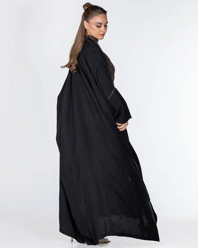 COPPER 2.0-BK – Black Washed Silk Abaya - ORANGE BLOSSOM - MIRA Y MANO