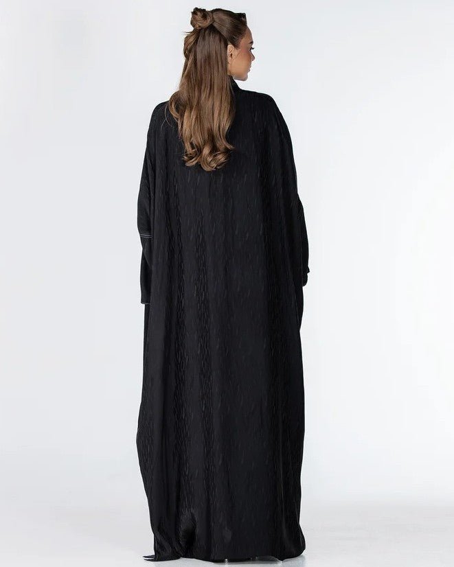 COPPER 2.0-BK – Black Washed Silk Abaya - ORANGE BLOSSOM - MIRA Y MANO