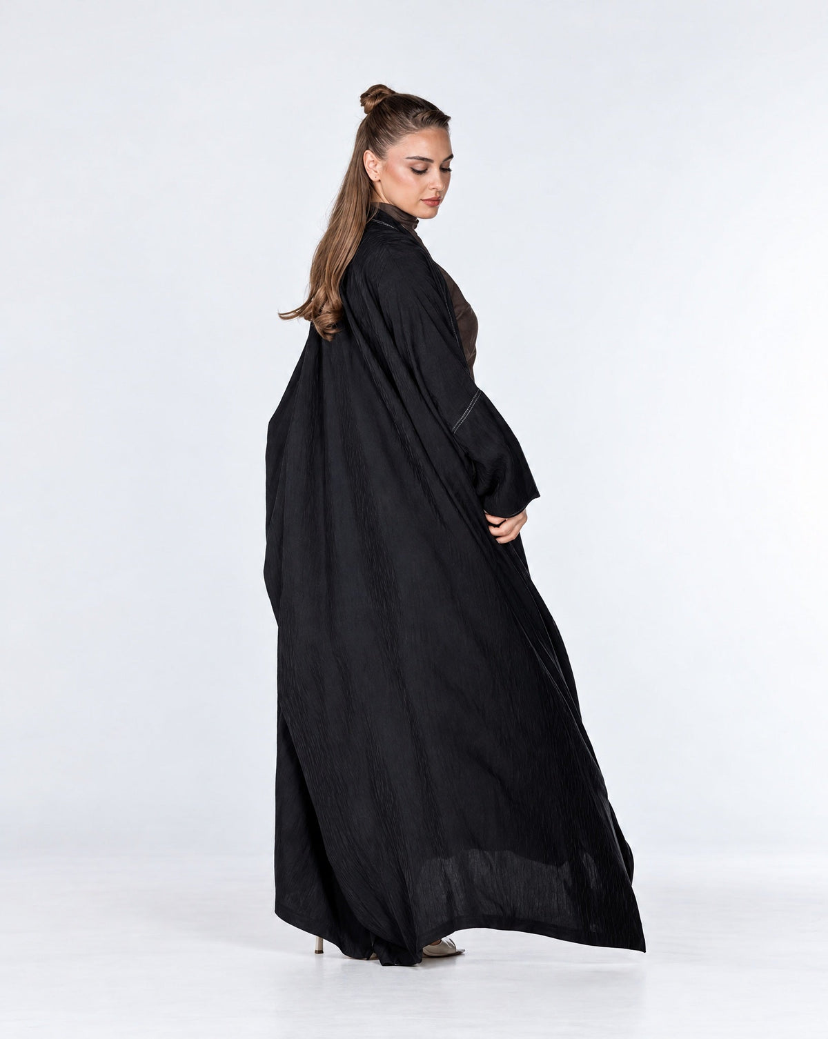 Copper 2.0 – Black Viscose Linen Abaya - ORANGE BLOSSOM - MIRA Y MANO