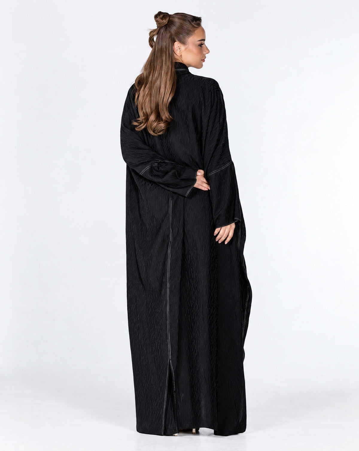 Copper 2.0 – Black Viscose Linen Abaya - ORANGE BLOSSOM - MIRA Y MANO