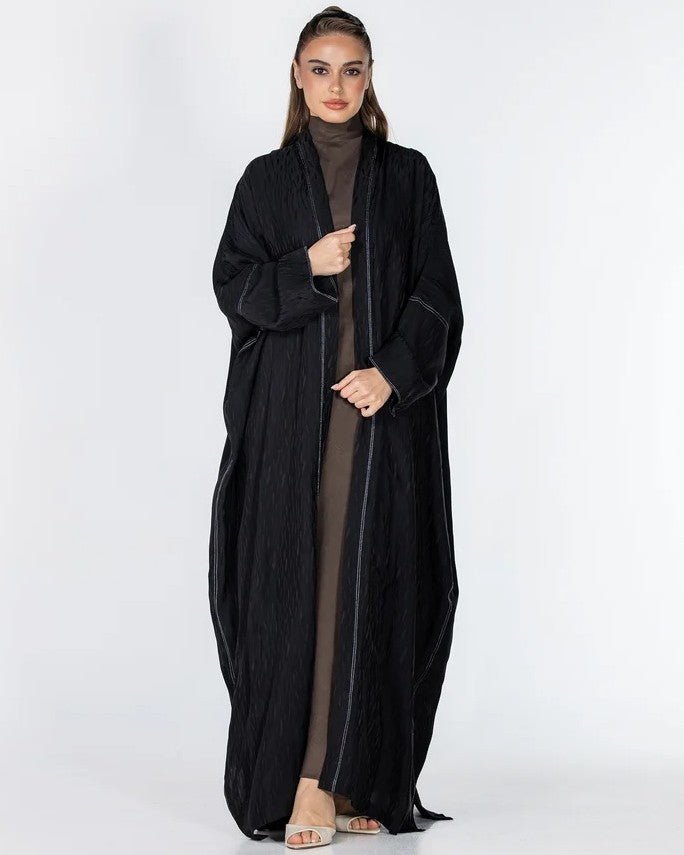 Copper 2.0 – Black Viscose Linen Abaya - ORANGE BLOSSOM - MIRA Y MANO