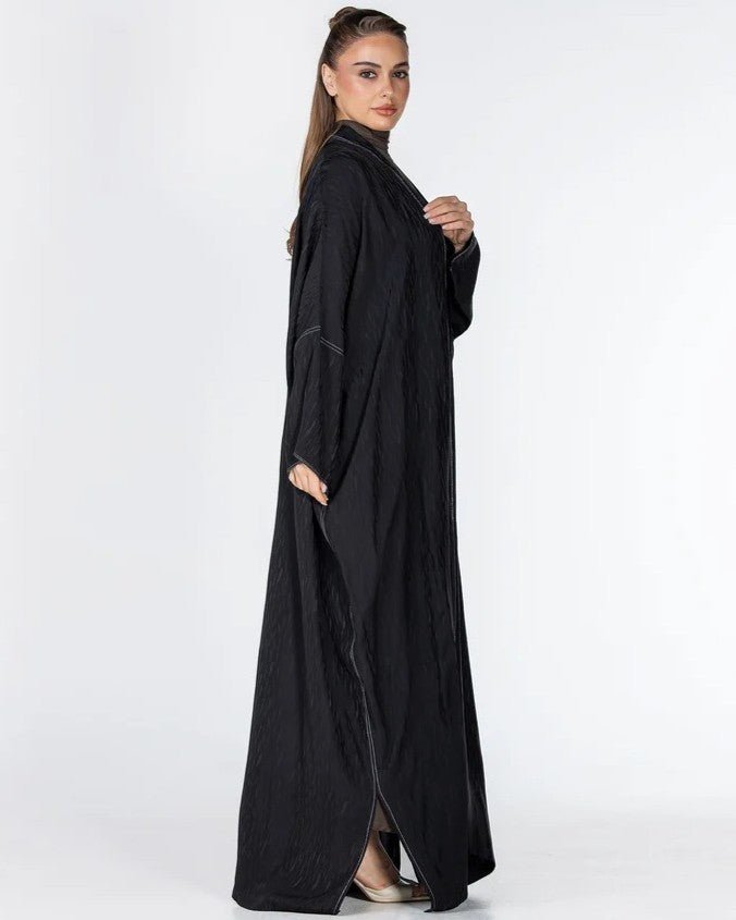 Copper 2.0 – Black Viscose Linen Abaya - ORANGE BLOSSOM - MIRA Y MANO