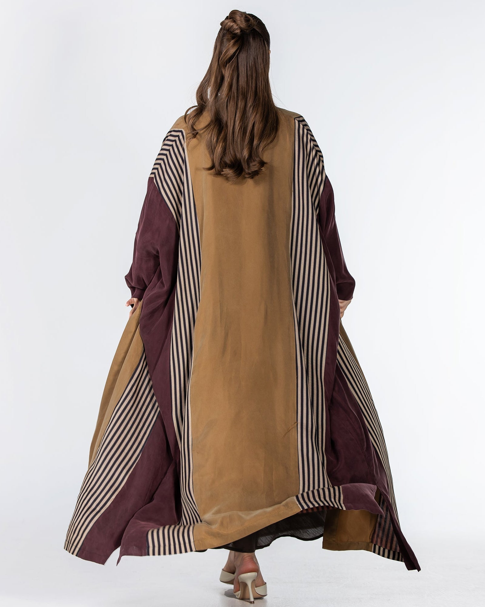 ECLIPSE-B – Sandy Brown Washed Silk Abaya – Product image 4