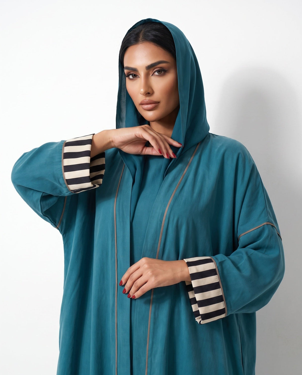 HARMONY 2.0-TL - Teal Washed Silk Abaya - ORANGE BLOSSOM - MIRA Y MANO