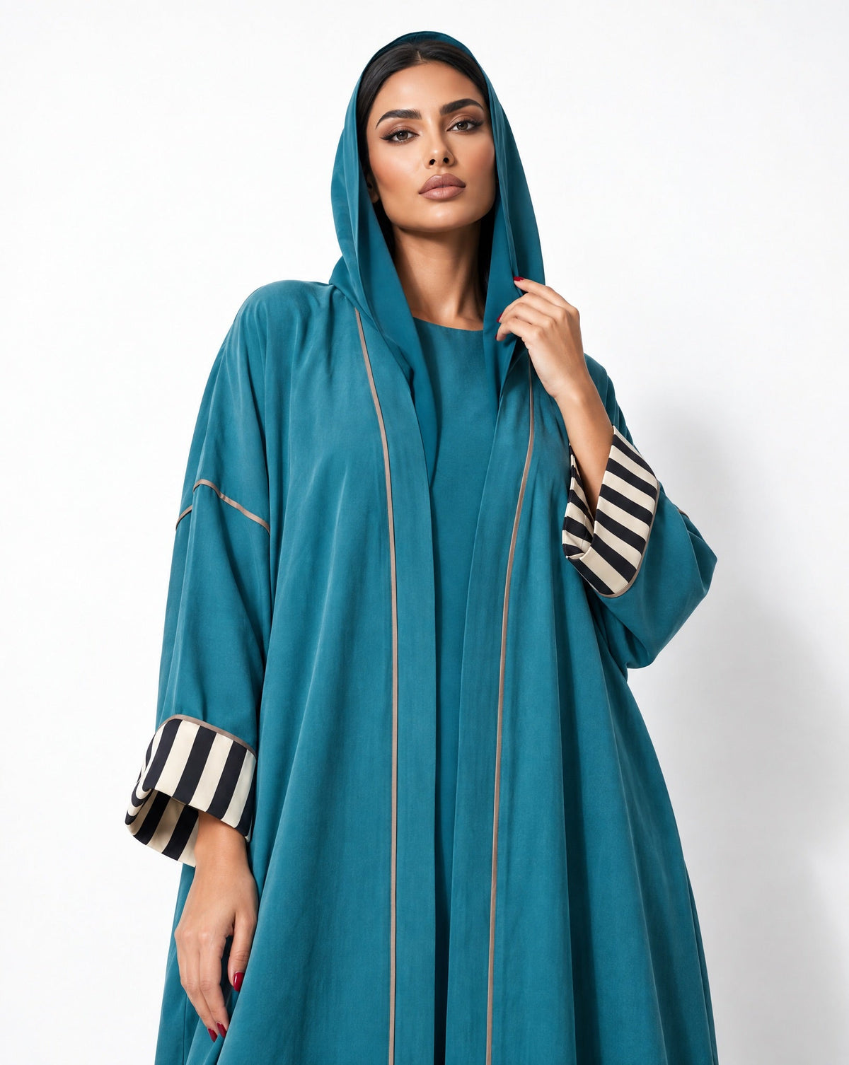 HARMONY 2.0-TL - Teal Washed Silk Abaya - ORANGE BLOSSOM - MIRA Y MANO