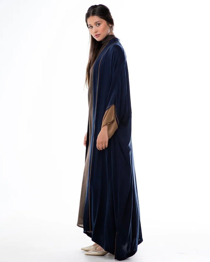 HAZE-NV - Navy Washed Silk Abaya - ORANGE BLOSSOM - MIRA Y MANO