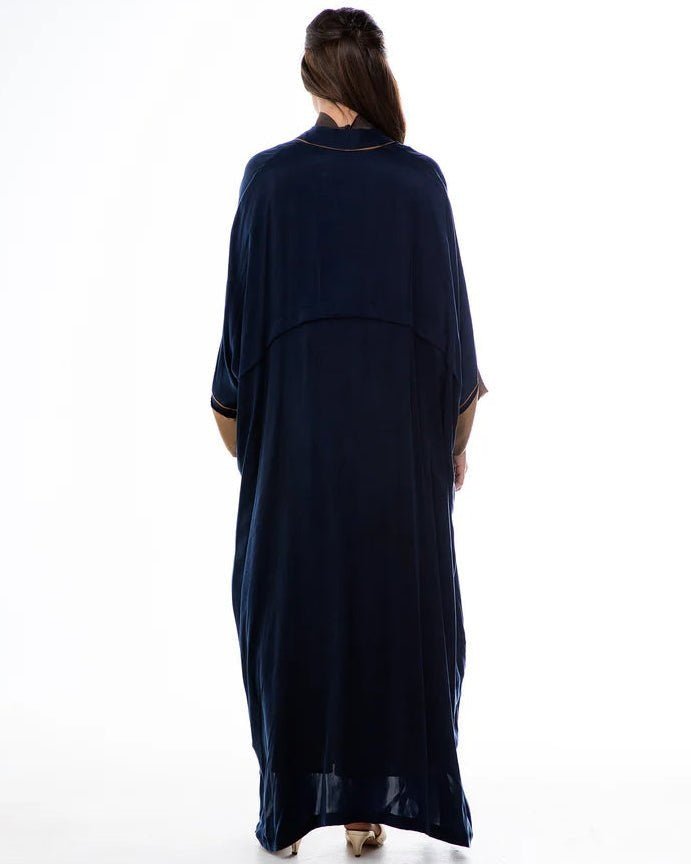 HAZE-NV - Navy Washed Silk Abaya - ORANGE BLOSSOM - MIRA Y MANO