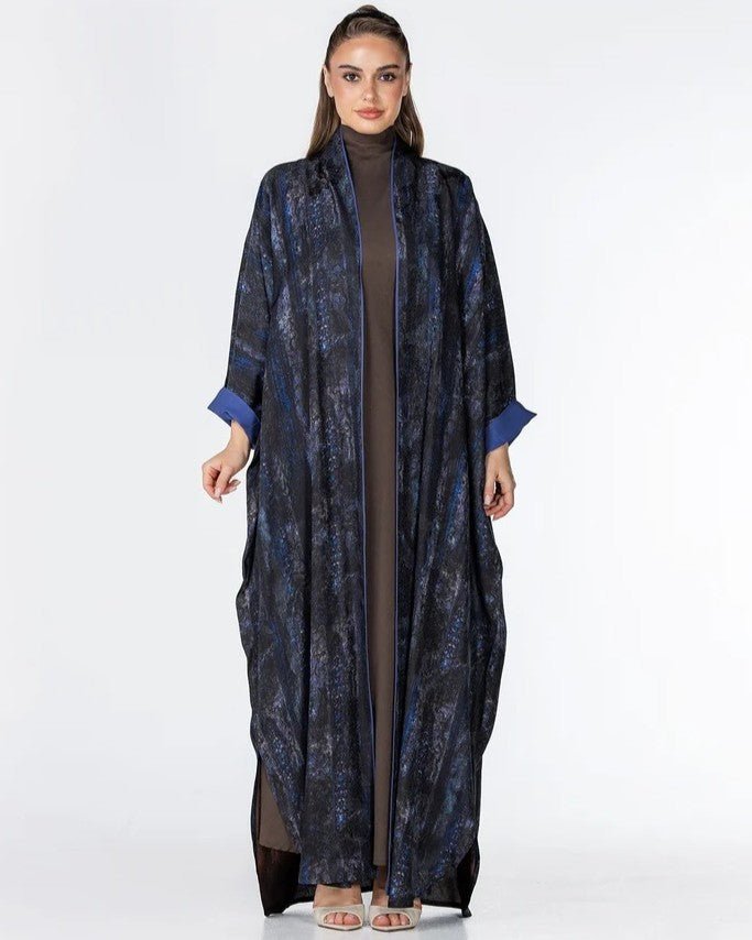 Kashmir – Black Jacquard Abaya - ORANGE BLOSSOM - MIRA Y MANO