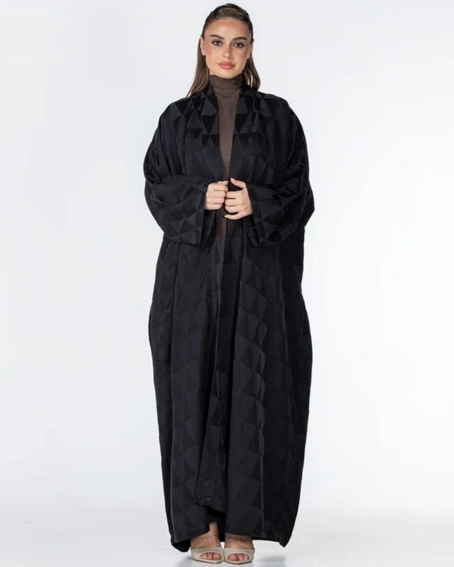 Mocha – Black Jacquard Abaya - ORANGE BLOSSOM - MIRA Y MANO