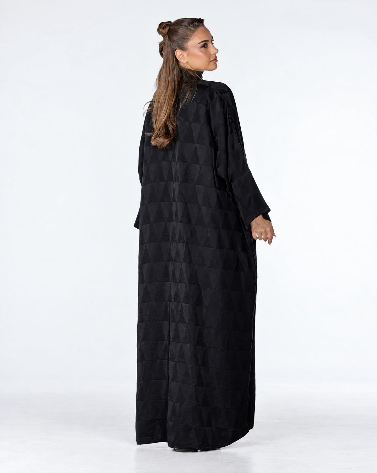 Mocha – Black Jacquard Abaya - ORANGE BLOSSOM - MIRA Y MANO