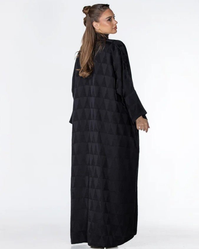 Mocha – Black Jacquard Abaya - ORANGE BLOSSOM - MIRA Y MANO