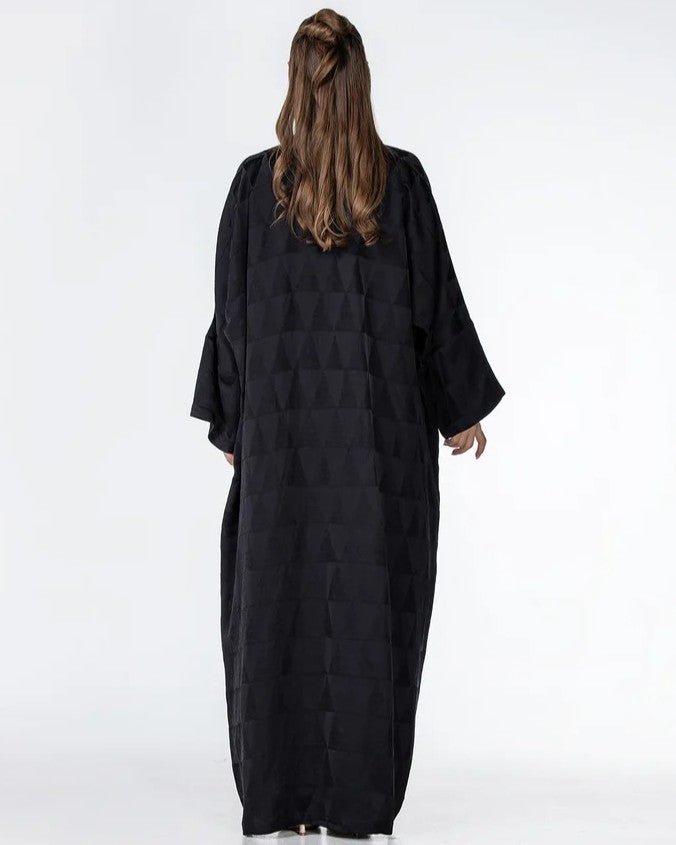 Mocha – Black Jacquard Abaya - ORANGE BLOSSOM - MIRA Y MANO