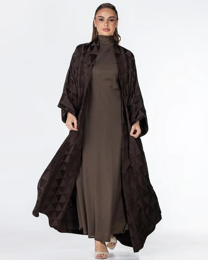 Mocha – Brown Jacquard Abaya - ORANGE BLOSSOM - MIRA Y MANO