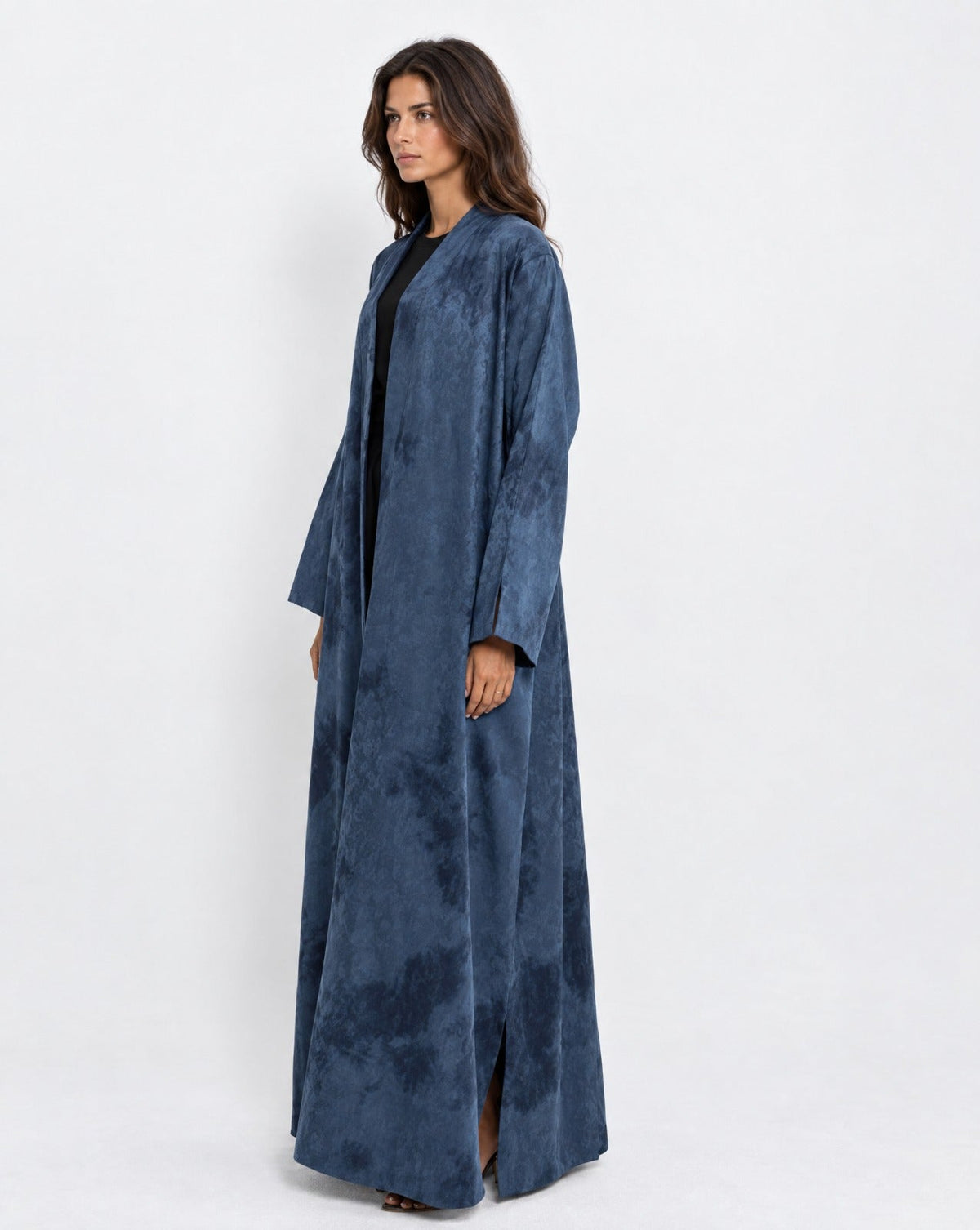 NOVA LUX 510 - Dark Blue Crepe Abaya - ORANGE BLOSSOM - MIRA Y MANO