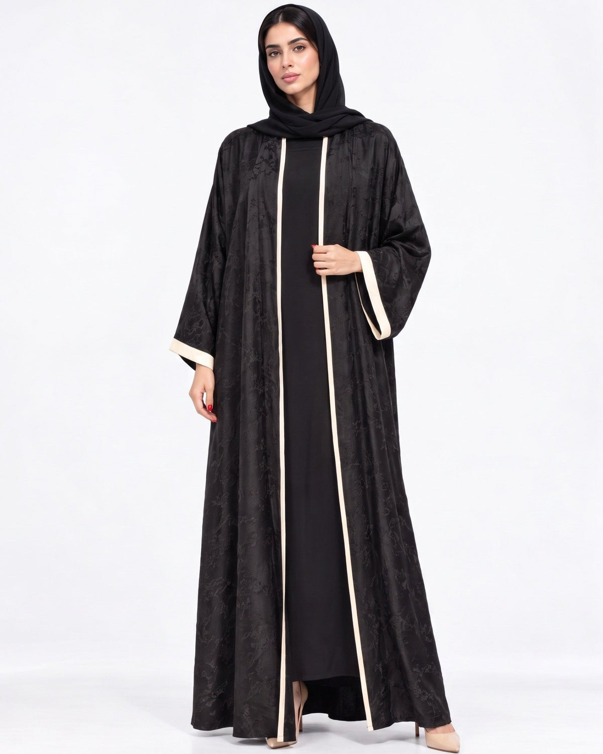WALNUT - 41 – عباية من الفيسكوز والكتان بالأسود – MIRA Y MANO