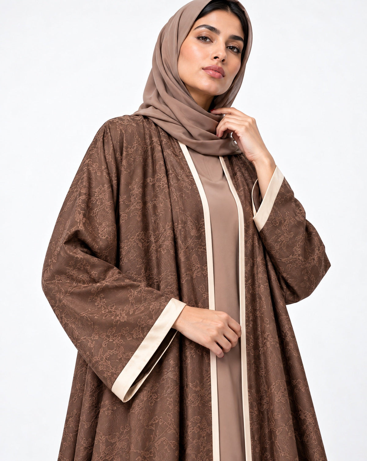 WALNUT - 42 – عباية من الفيسكوز والكتان بالبني – MIRA Y MANO
