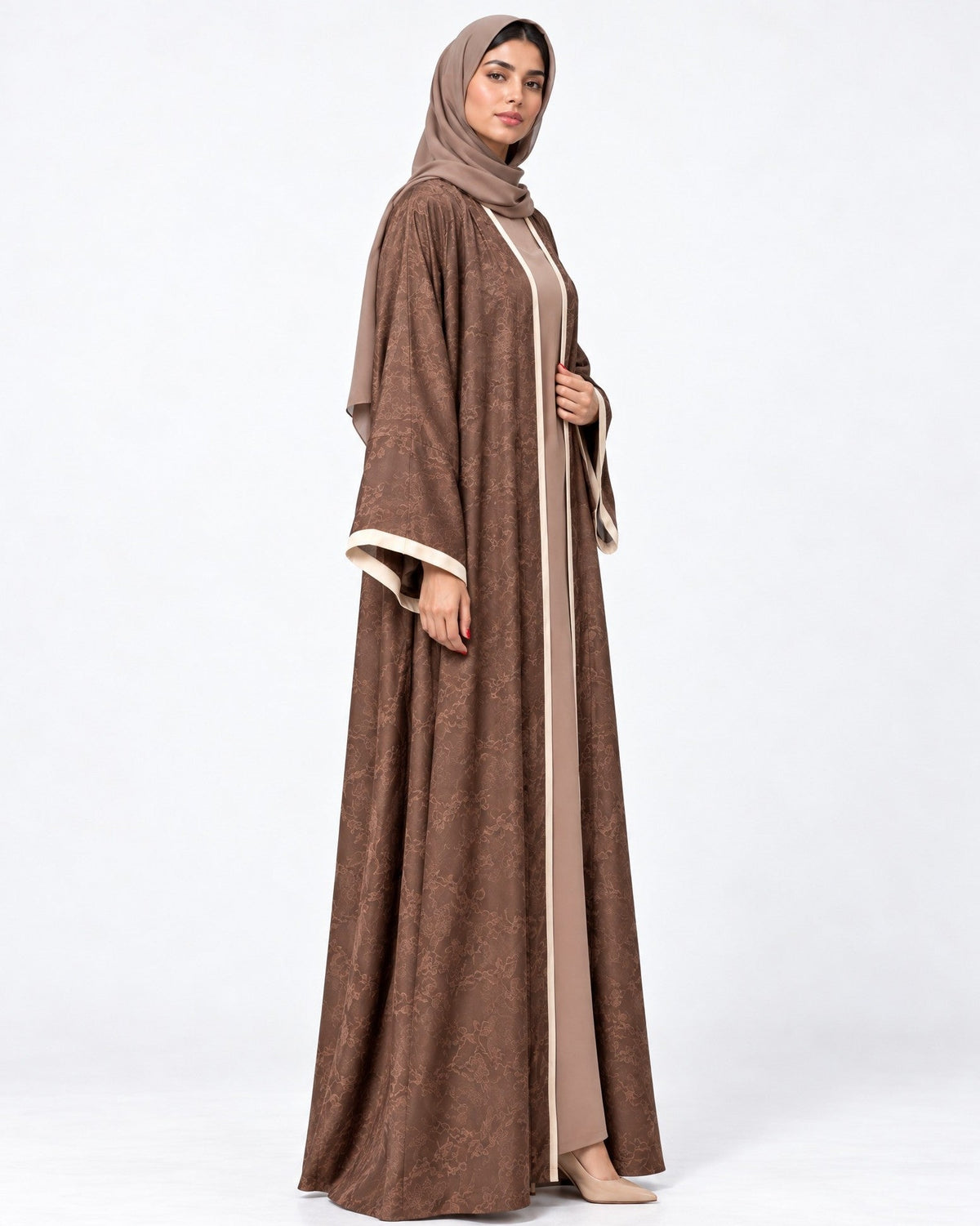 WALNUT - 42 – عباية من الفيسكوز والكتان بالبني – MIRA Y MANO