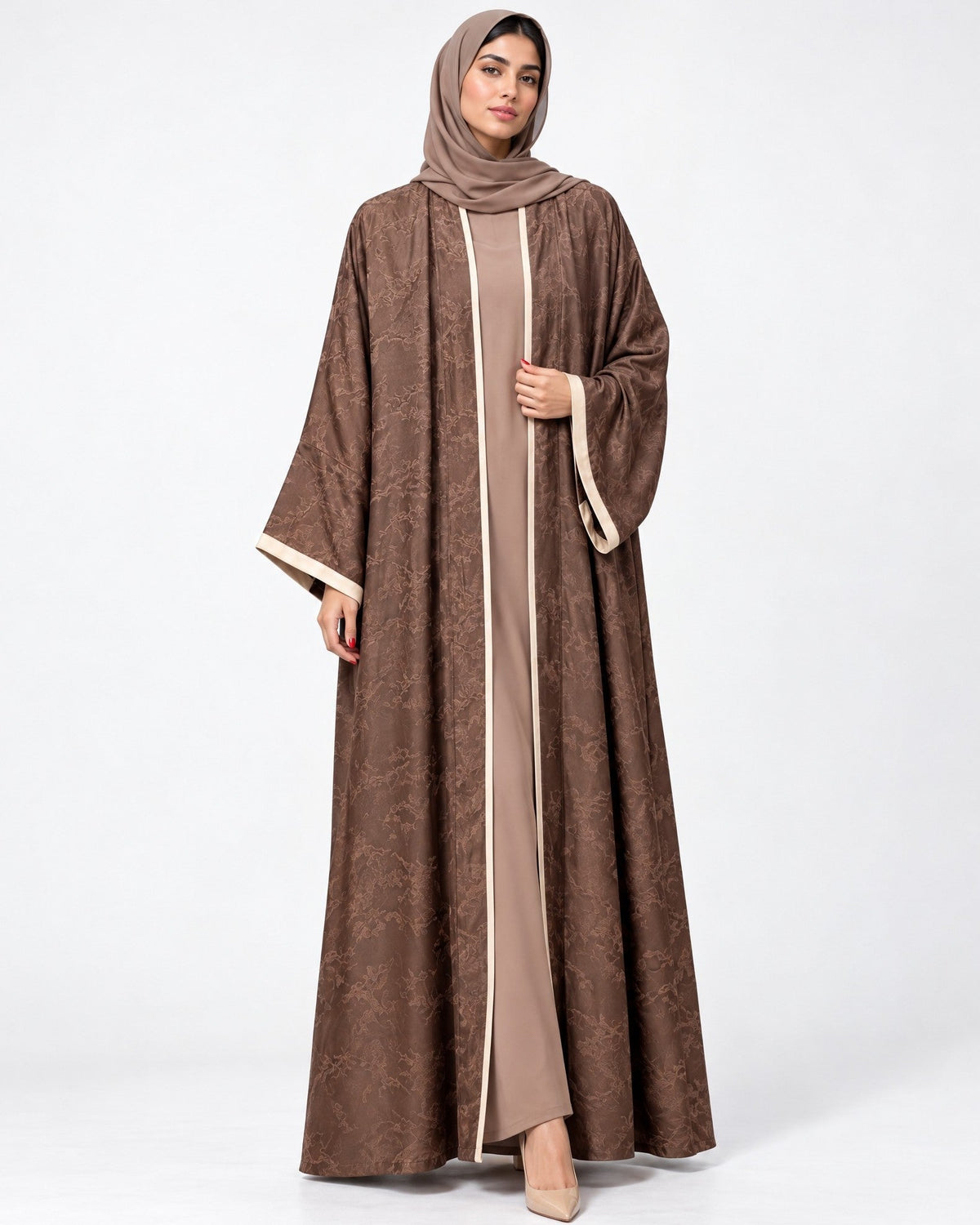 WALNUT - 42 – عباية من الفيسكوز والكتان بالبني – MIRA Y MANO