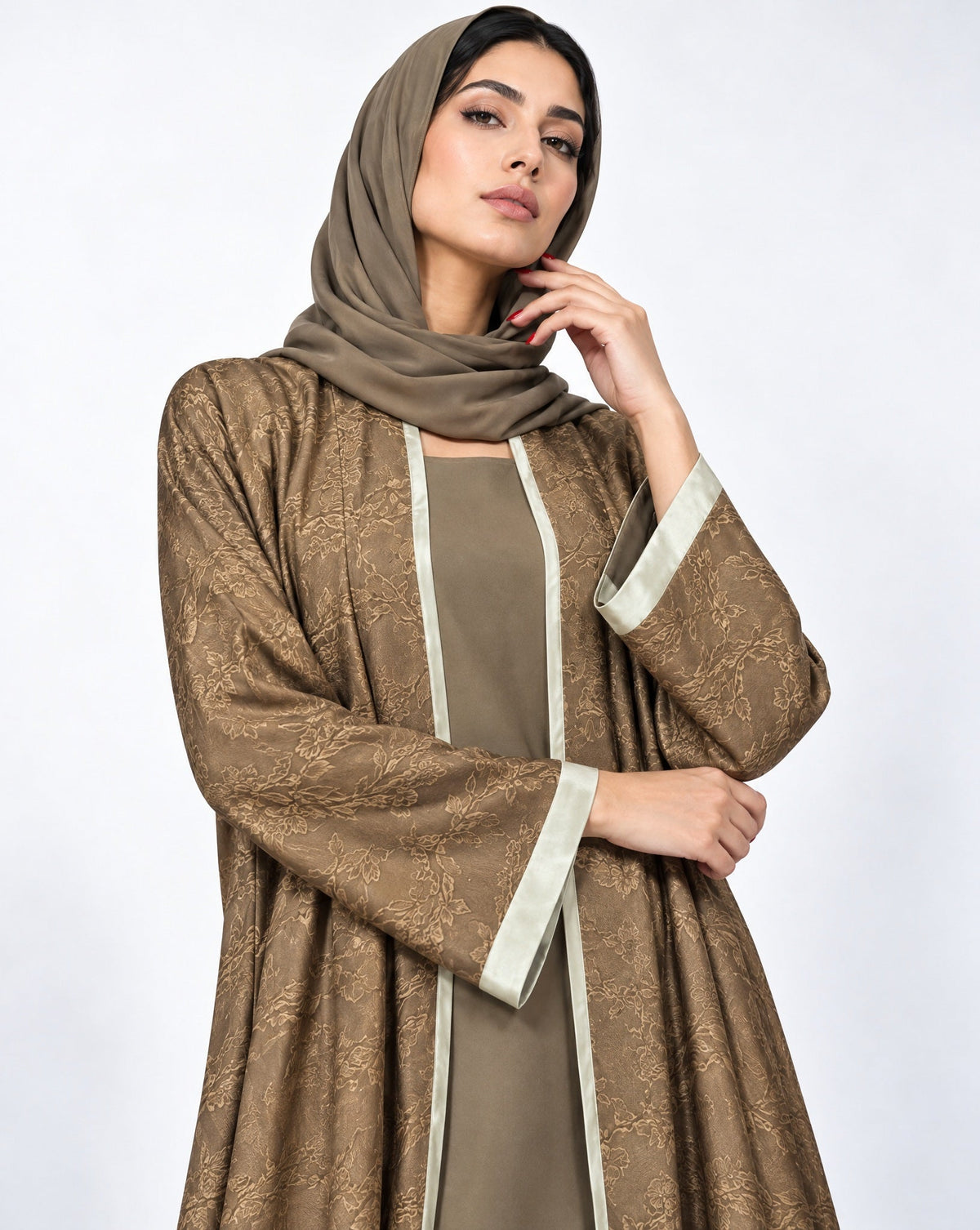 WALNUT - 43 – عباية من الفيسكوز والكتان بالأخضر الزيتوني الداكن – MIRA Y MANO