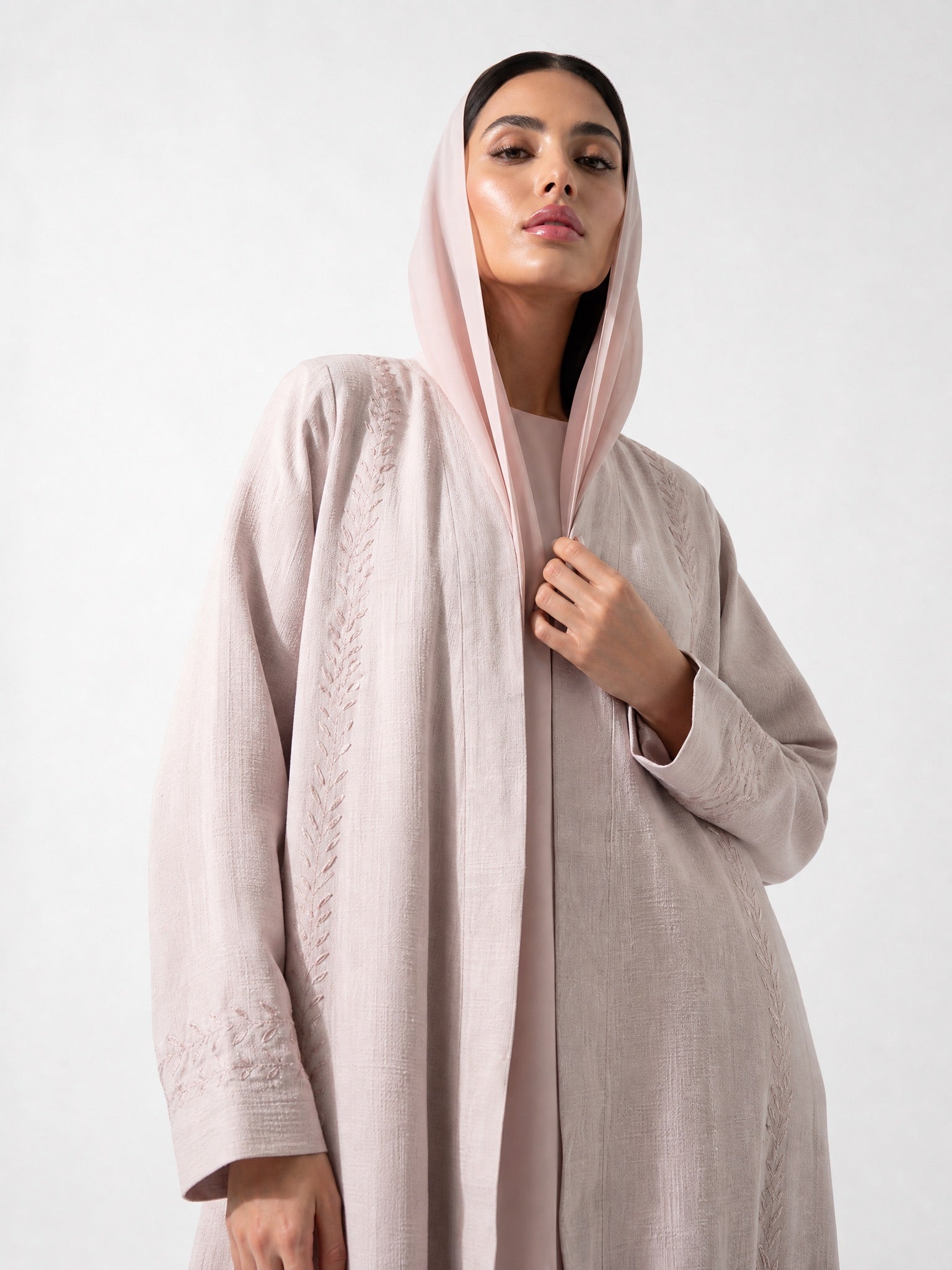 340151 - Pink Linen Abaya - PEARL COLLECTION - MIRA Y MANO