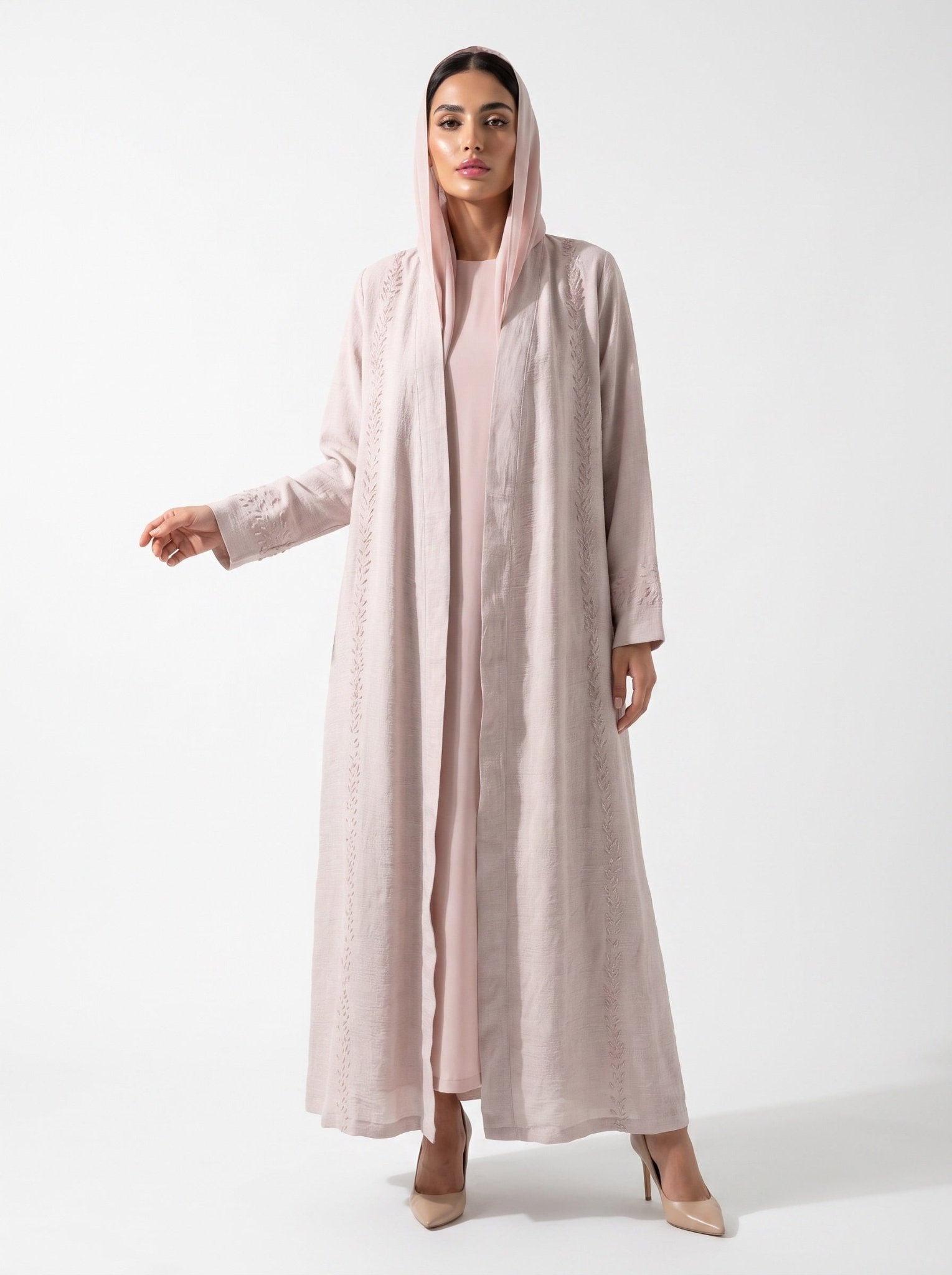 340151 - Pink Linen Abaya - PEARL COLLECTION - MIRA Y MANO