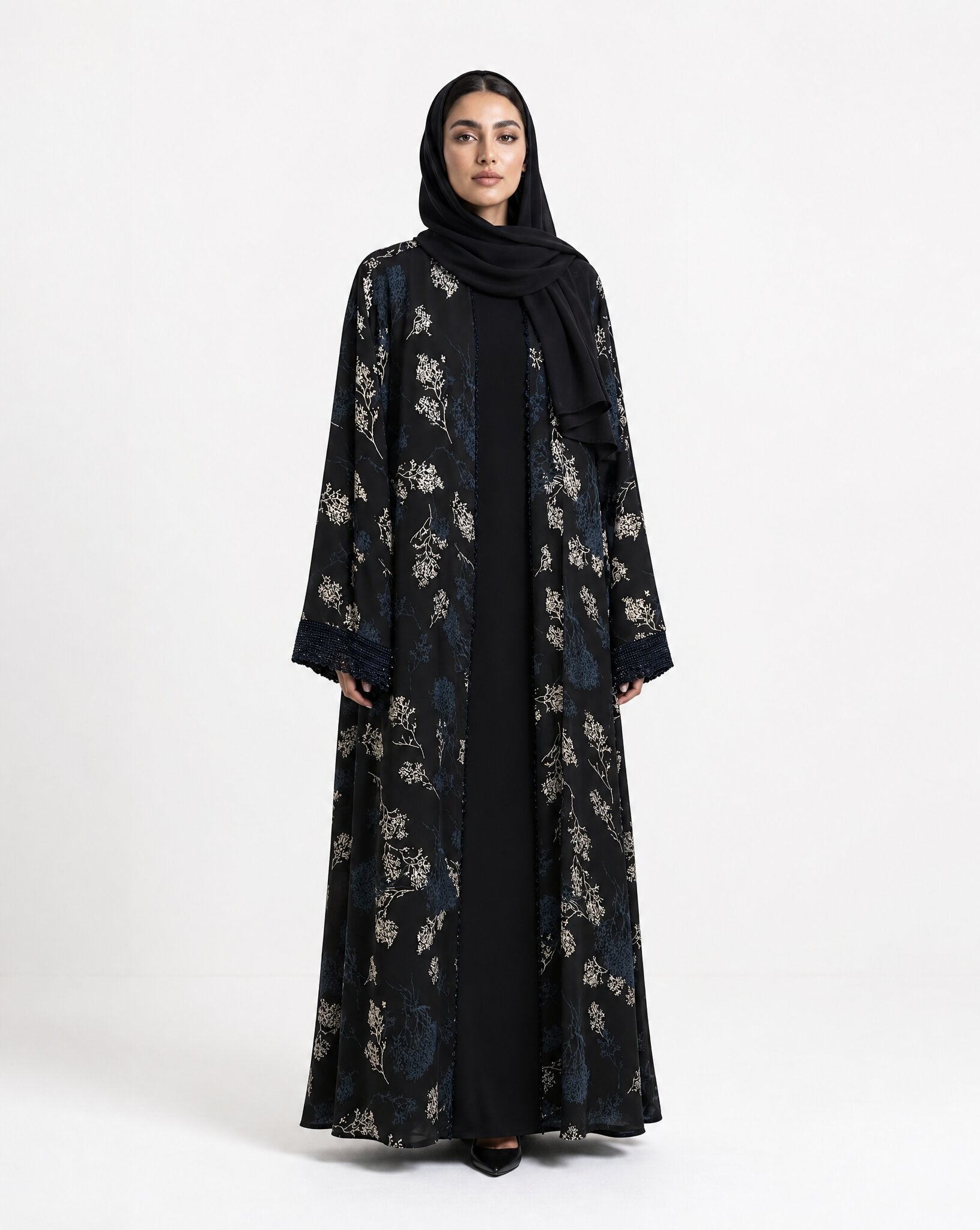 QA46 – Black Chiffon Abaya - QATARIA ABAYA - MIRA Y MANO