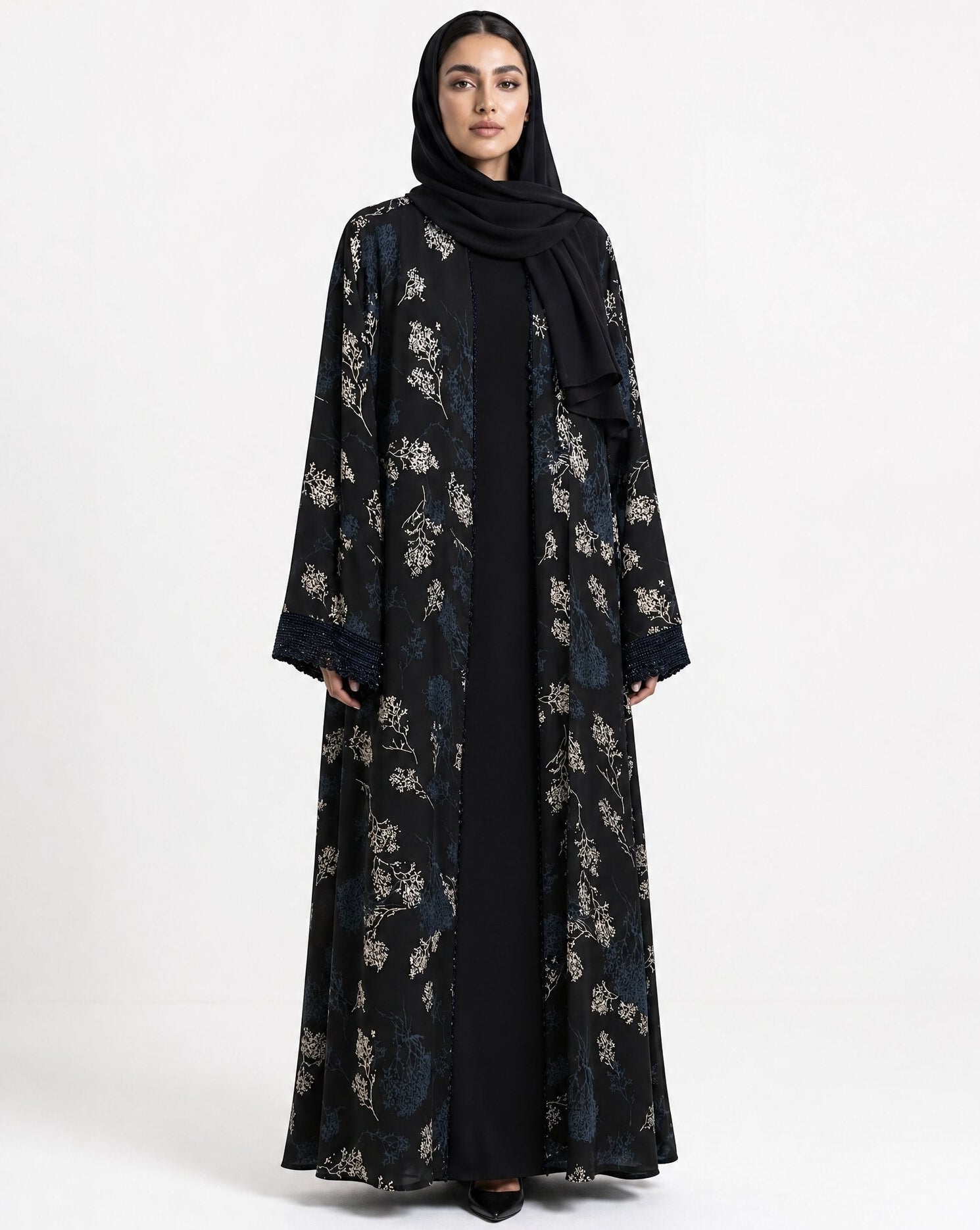QA46 – Black Chiffon Abaya - QATARIA ABAYA - MIRA Y MANO