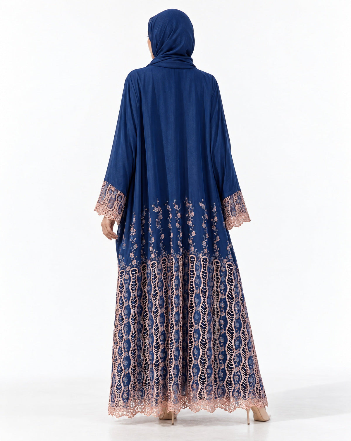 QM-04 - Navy Chiffon Net Abaya - QATARIA ABAYA - MIRA Y MANO