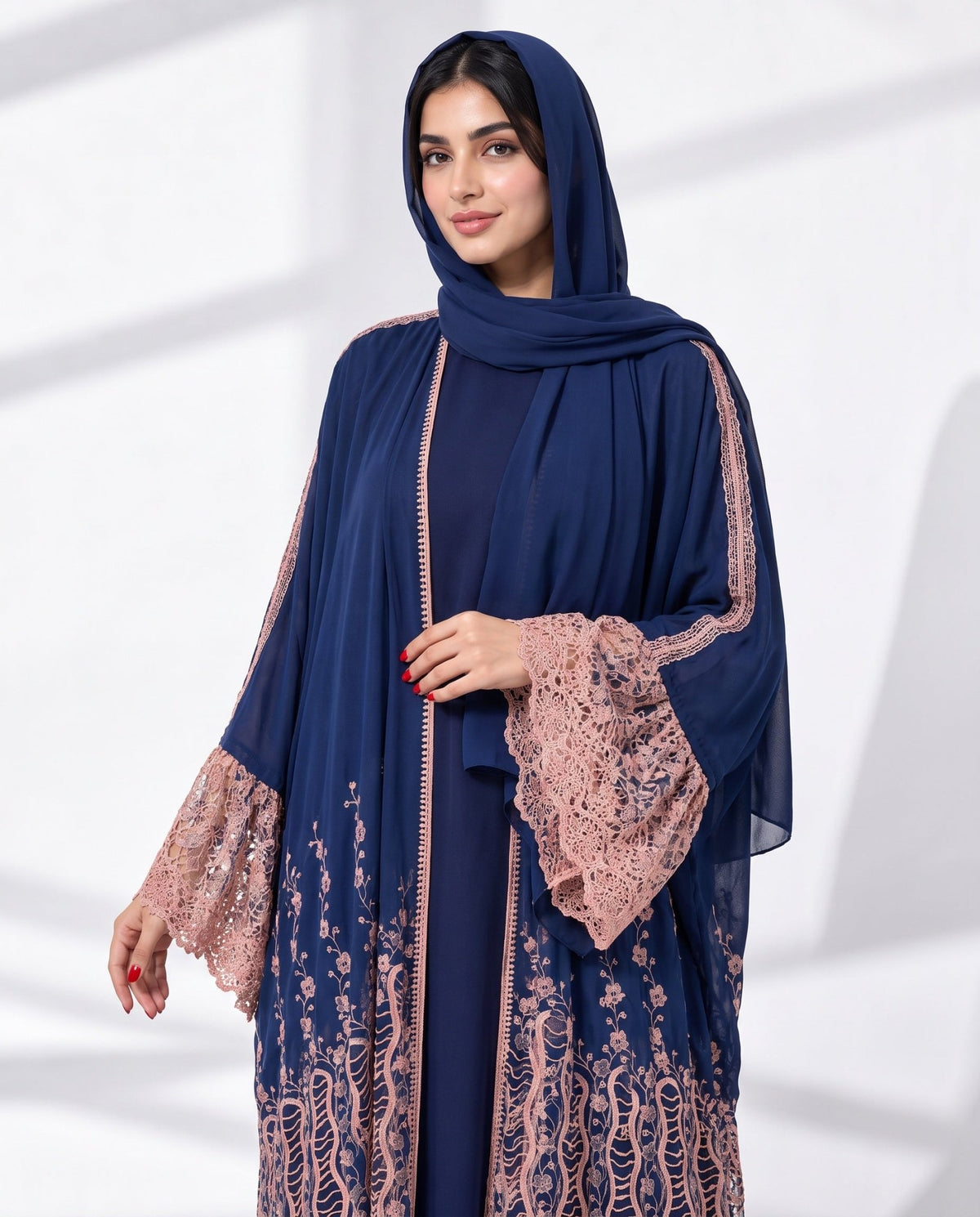 QM-04 - Navy Chiffon Net Abaya - QATARIA ABAYA - MIRA Y MANO