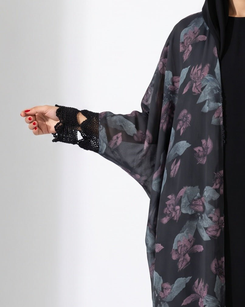 QM-07 - Black Chiffon Abaya - QATARIA ABAYA - MIRA Y MANO