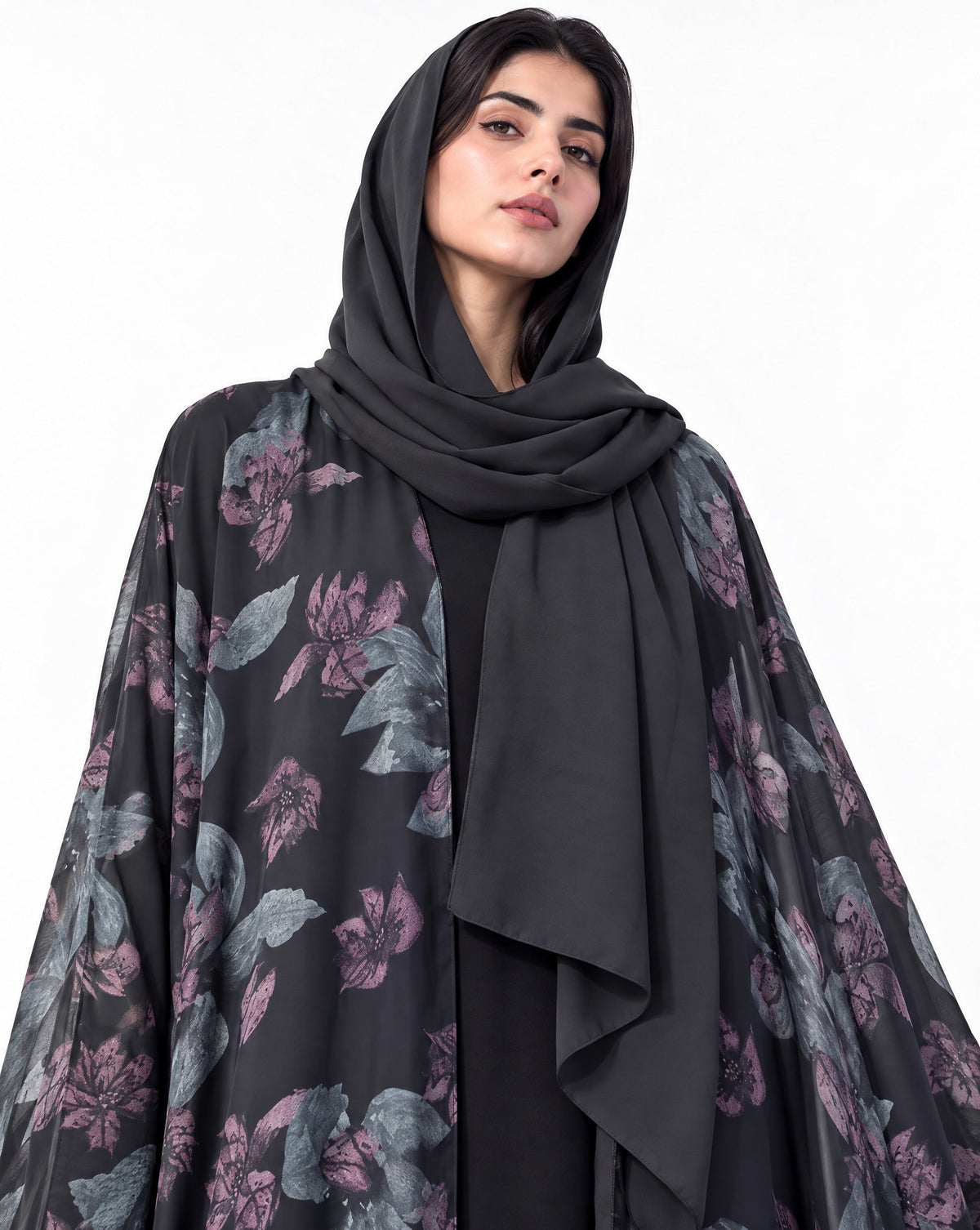 QM-07 - Black Chiffon Abaya - QATARIA ABAYA - MIRA Y MANO