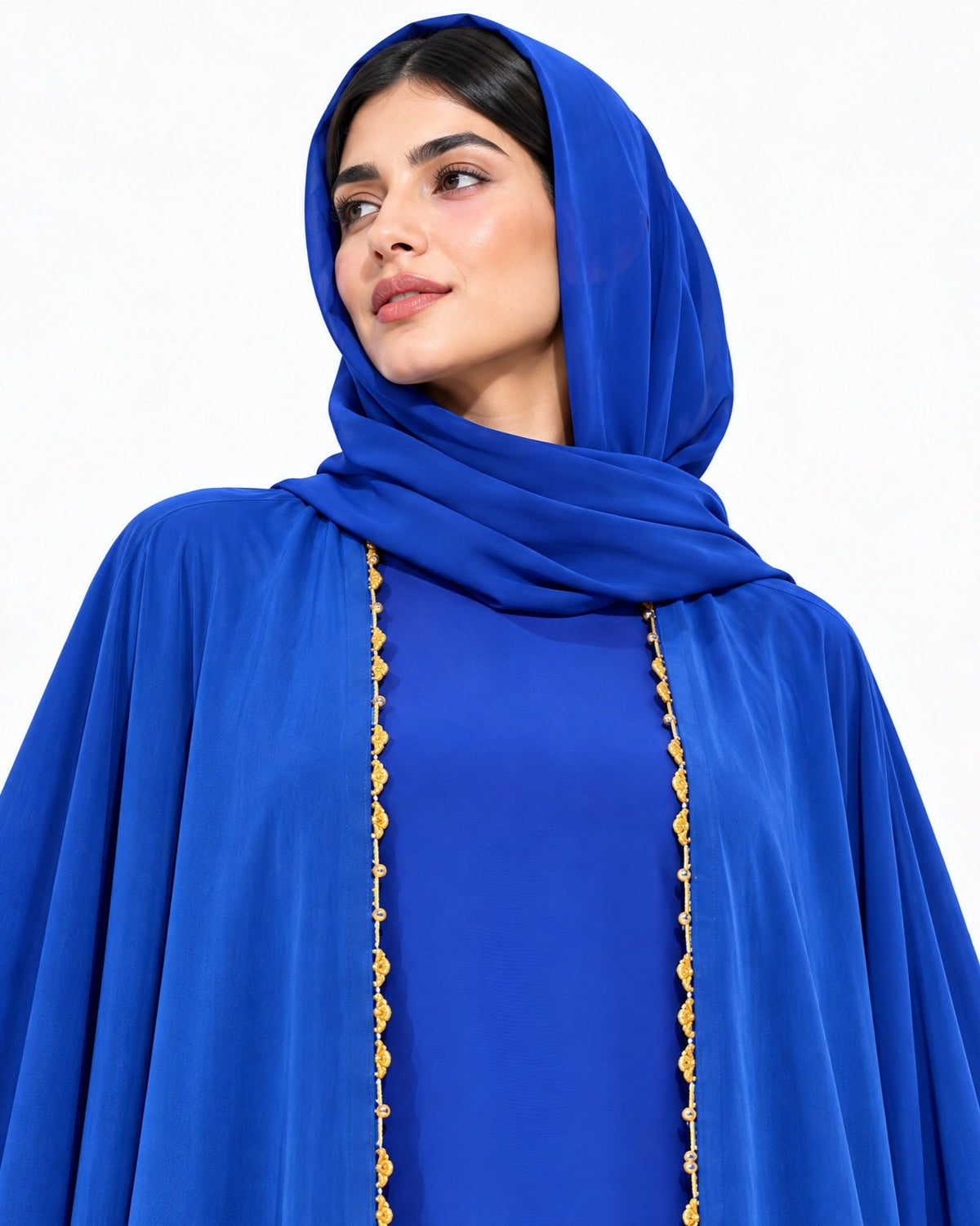 QM-08 - Blue Washed Silk Abaya - QATARIA ABAYA - MIRA Y MANO