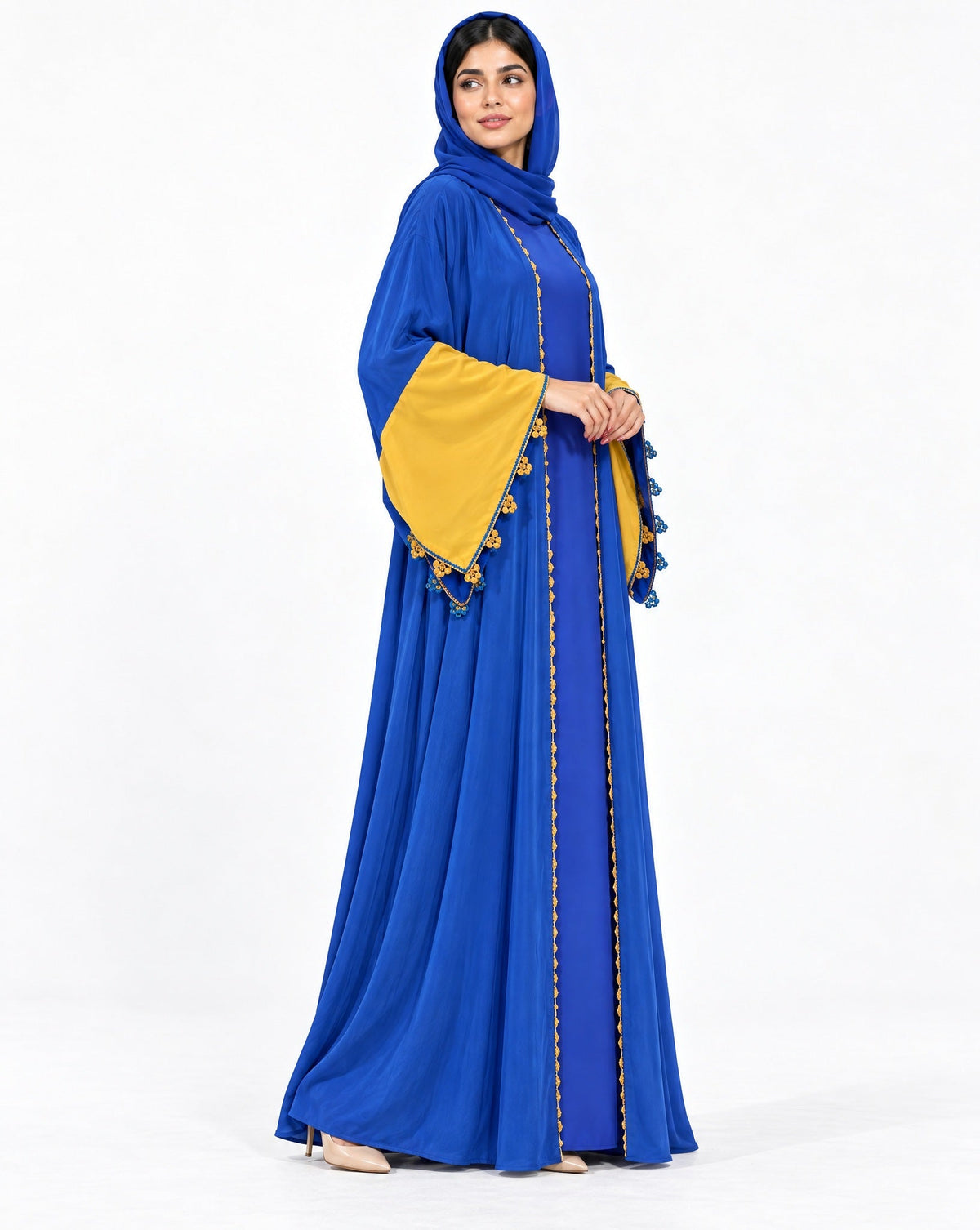 QM-08 - Blue Washed Silk Abaya - QATARIA ABAYA - MIRA Y MANO