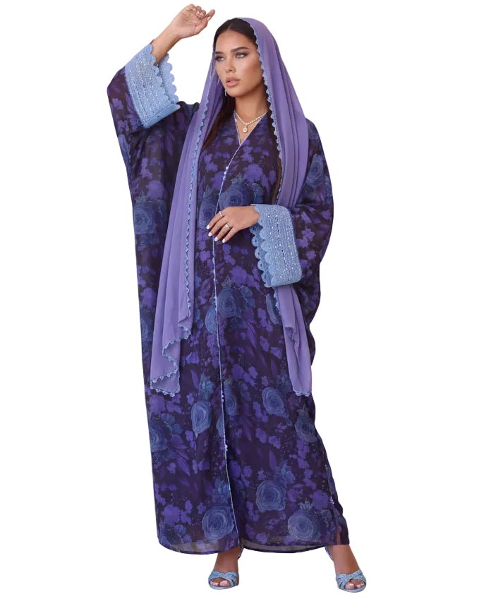 QM-09 - Purple Chiffon Abaya - QATARIA ABAYA - MIRA Y MANO