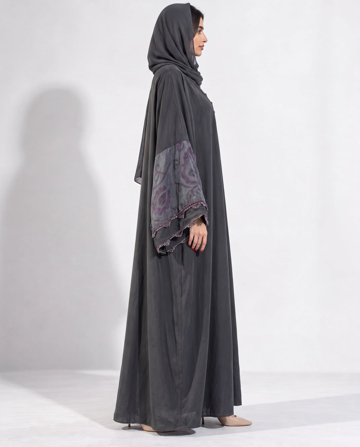 QM-10 - Black Washed Silk Abaya - QATARIA ABAYA - MIRA Y MANO