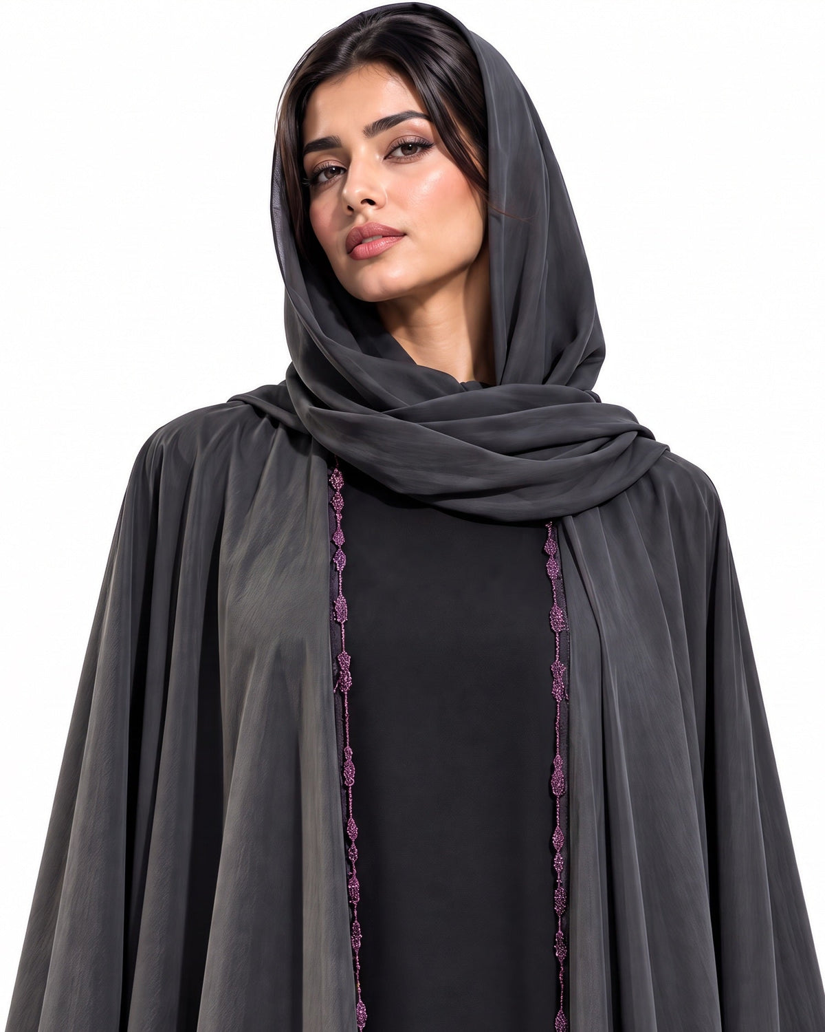 QM-10 - Black Washed Silk Abaya - QATARIA ABAYA - MIRA Y MANO