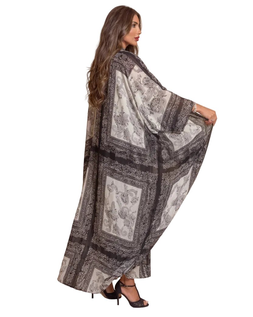 QM-11 - Printed Chiffon Abaya - QATARIA ABAYA - MIRA Y MANO