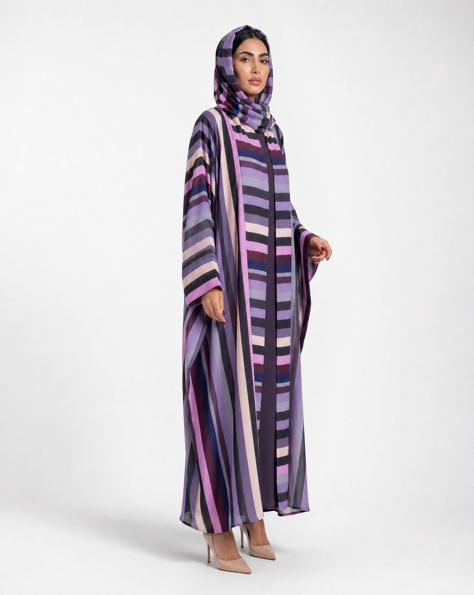 QM2605 – Purple Chiffon Abaya - QATARIA ABAYA - MIRA Y MANO