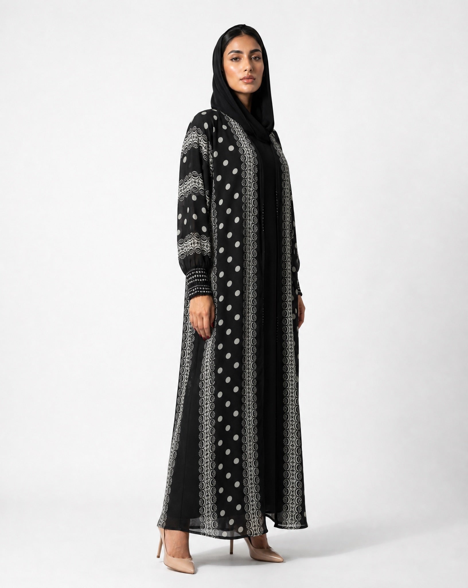 QM2606 – Black Chiffon Abaya - QATARIA ABAYA - MIRA Y MANO