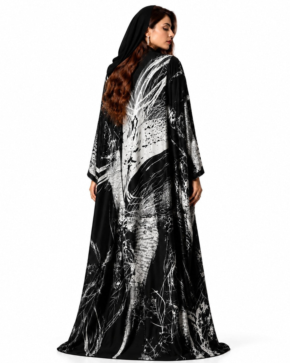 QTR QM36 - Black Silk Abaya - QATARIA ABAYA - MIRA Y MANO