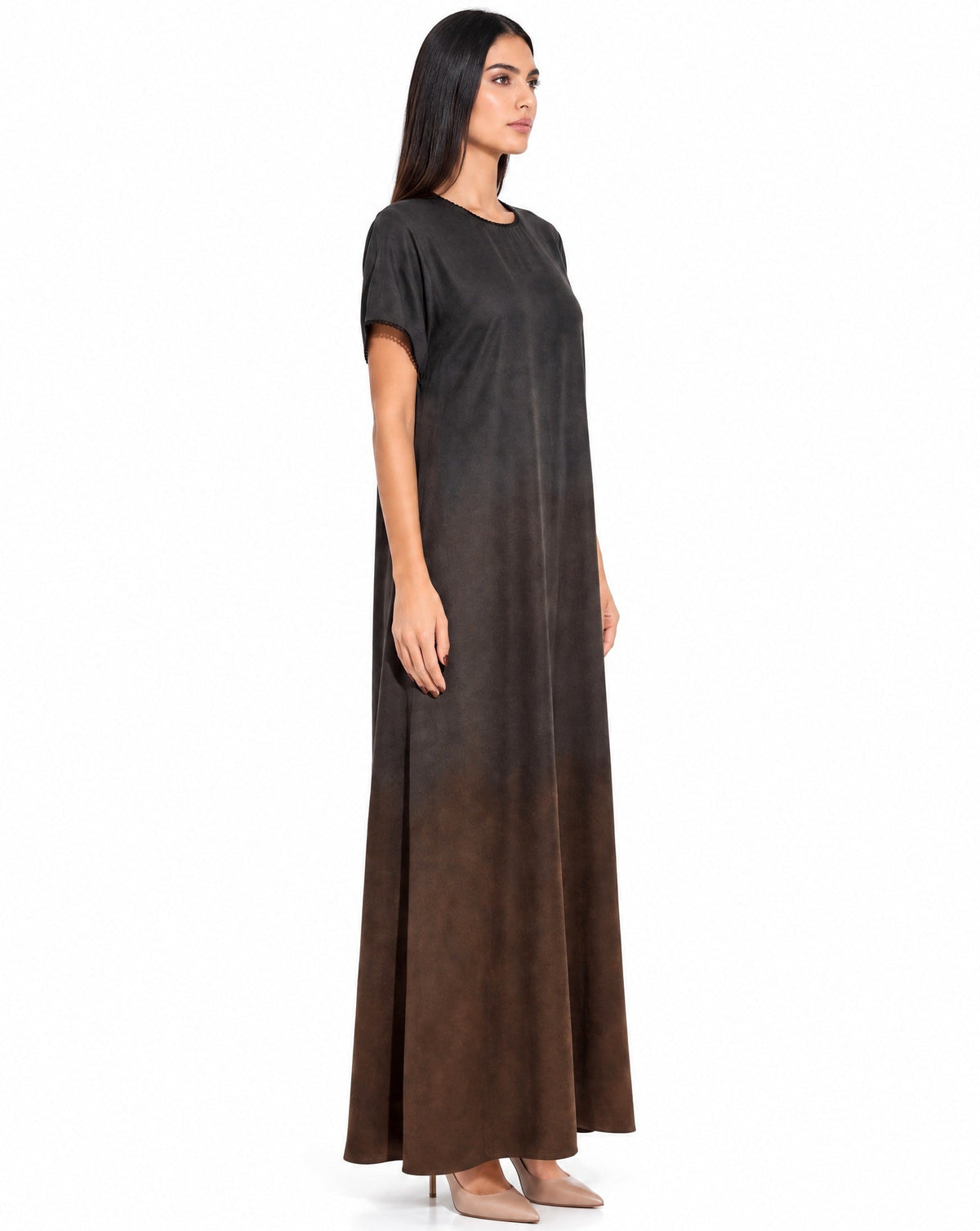 FOUZ-BR – Brown Washed Silk Dress - RIBBON - MIRA Y MANO